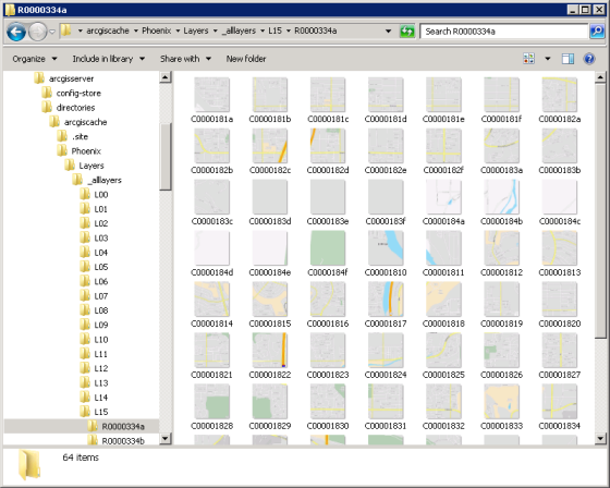 Windows Explorer revealing the server cache directory